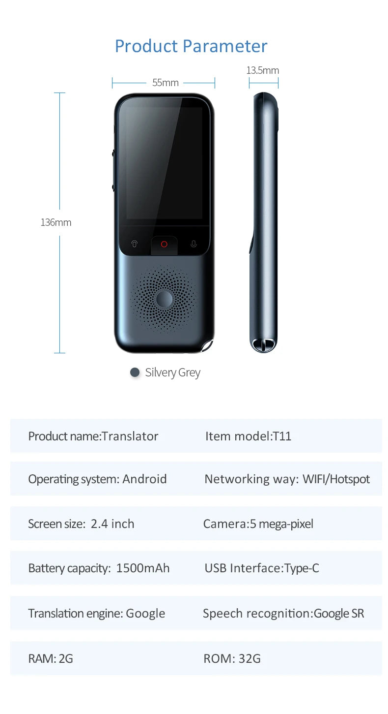 Portable Audio Translator 138 Language Smart Translator Offline In Real Time Smart Voice AI Voice Photo Translator