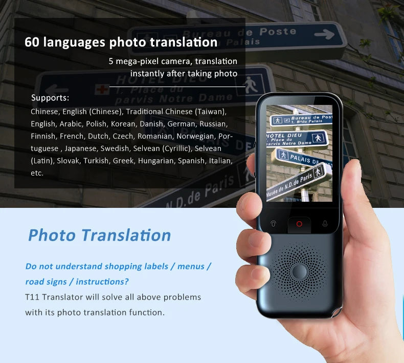 Portable Audio Translator 138 Language Smart Translator Offline In Real Time Smart Voice AI Voice Photo Translator