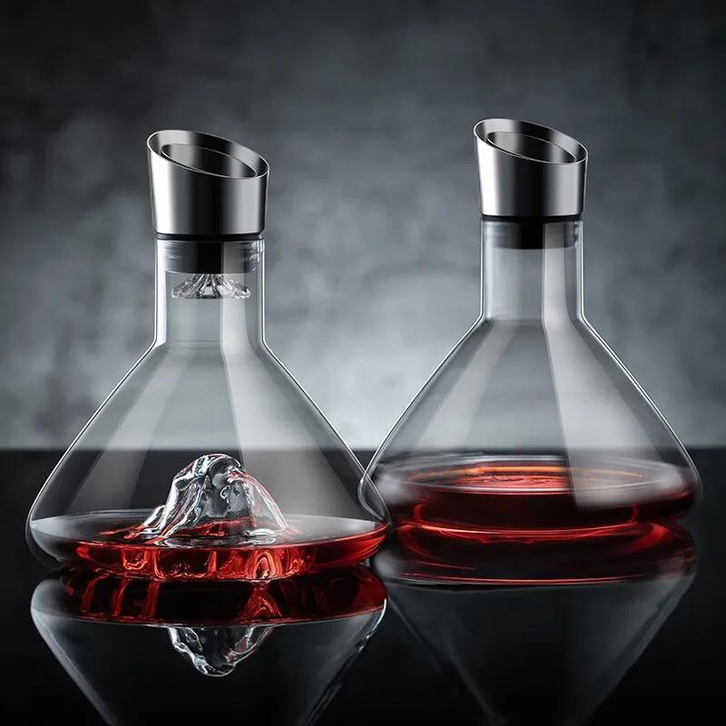 1pc Wine Decanter 1.5L Decanter Wine Creative Transparent Iceberg Design Lead-Free Crystal Glass Wine Accessories Barware Decanters