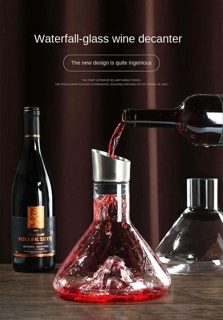 1pc Wine Decanter 1.5L Decanter Wine Creative Transparent Iceberg Design Lead-Free Crystal Glass Wine Accessories Barware Decanters