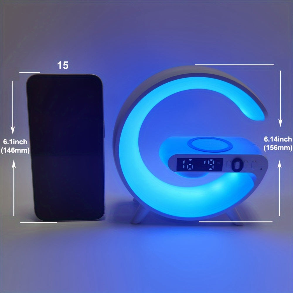 Multi-Function Wireless Speaker With Sunrise Alarm, RGB Rhythm Light & Fast Charging - Ideal Wake-Up Table Lamp For Bedrooms