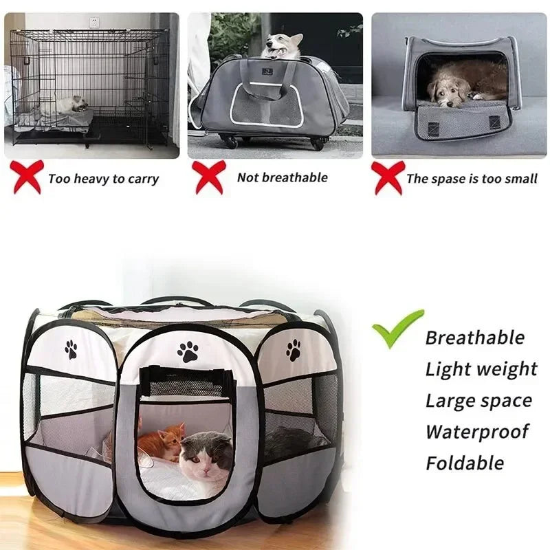 Octagonal Pet Tent Foldable Portable Oxford Cloth Cat and Dog Nest Waterproof and Scratch Resistant Cat and Dog Home Furnishings